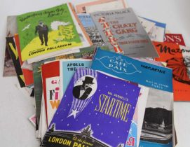 A collection of vintage London theatre programmes, primarily from the 1950s