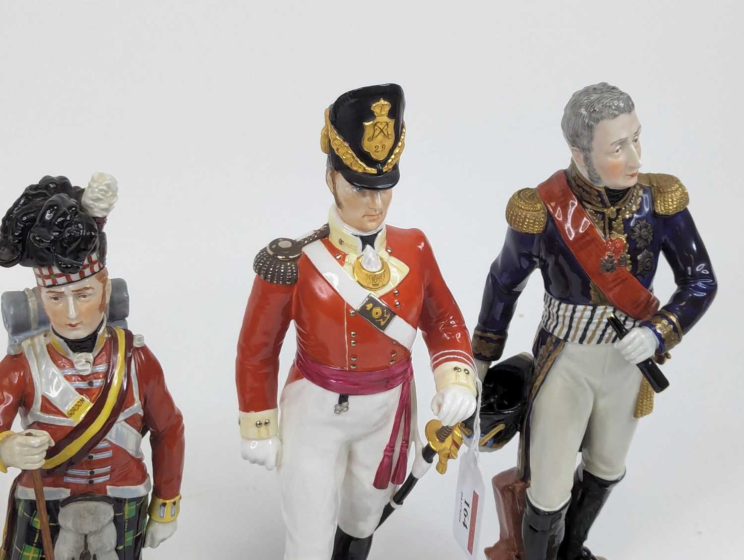 A collection of five porcelain figures of soldiers, to include Royal Worcester and Dresden examples, - Image 3 of 9