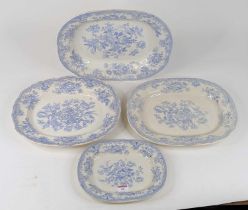 A Victorian blue & white transfer decorated meat plate in the Asiatic Pheasant pattern, width