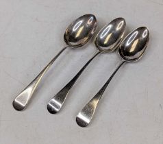 A pair of George III silver tablespoons, in the Old English pattern, London 1801, maker Stephen