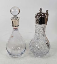 An Elizabeth II glass decanter having a silver collar, by Carr's of Sheffield, 2009, height 31cm,
