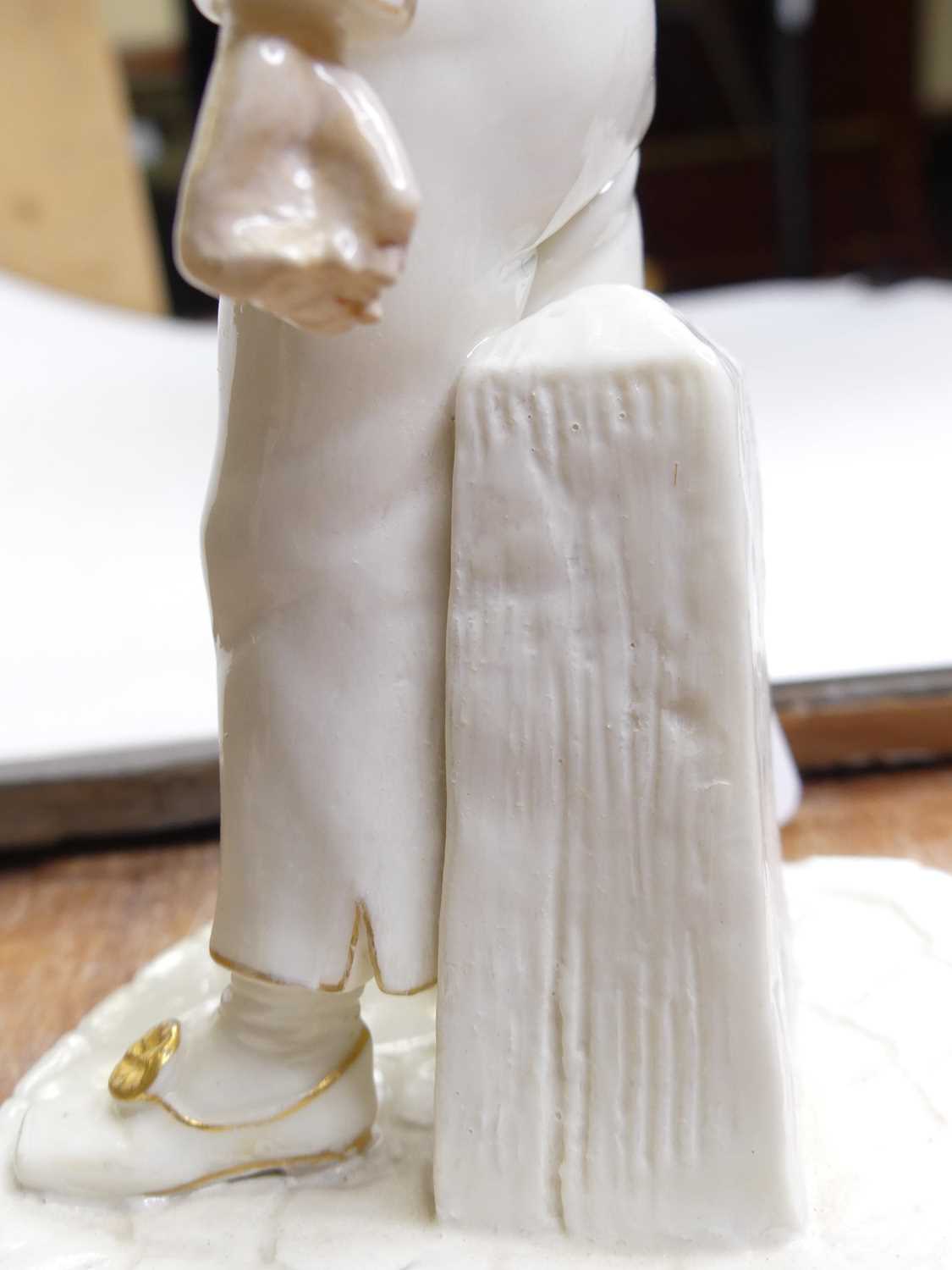 A Royal Worcester Kate Greenaway porcelain figural spill vase, in the form of a girl holding a - Image 7 of 11