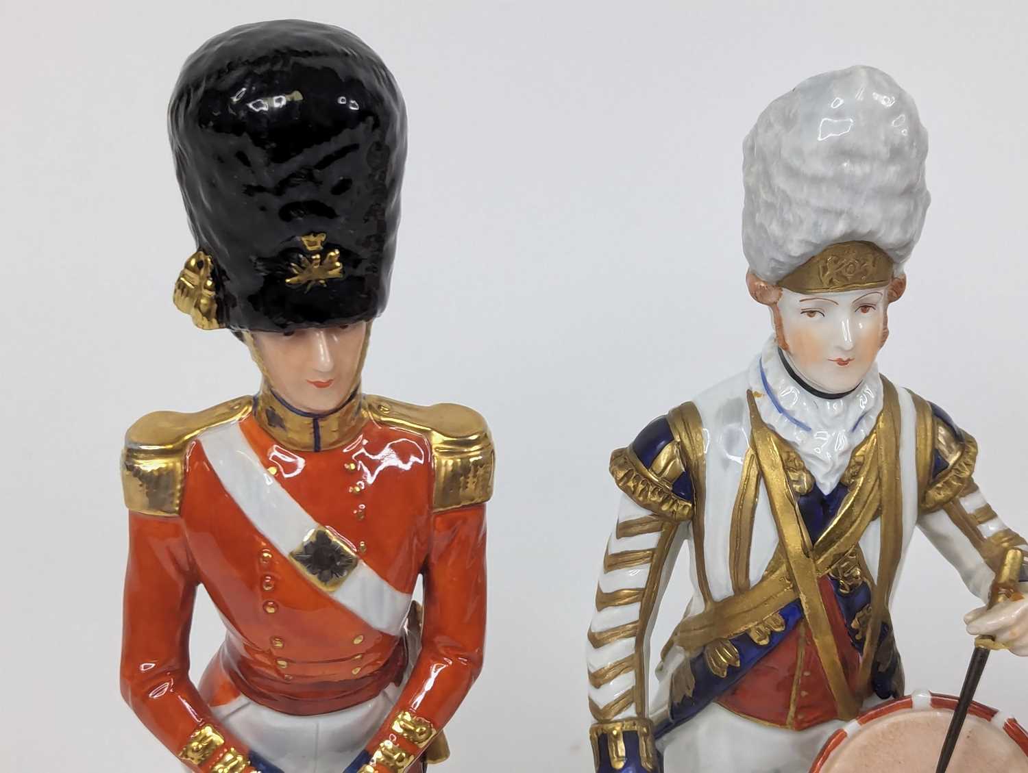 A collection of five porcelain figures of soldiers, to include Royal Worcester and Dresden examples, - Image 2 of 9