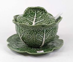 A Portugese pottery tureen cover, in the form of a cabbage, height 19cm, together with a matching