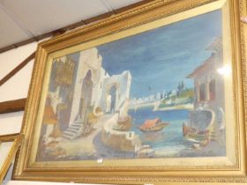 J Clark - North African scene, oil on canvas, signed lower right, 74 x 125cm