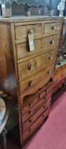 * A pair of 19th century mahogany square front chests, each of two short over three long graduated