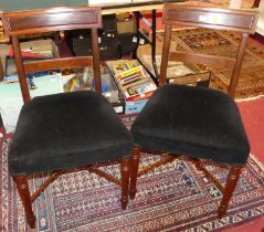 A set of six Regency style mahogany bar back dining chairs, each having black dralon upholstered