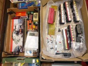 Two trays containing miscellaneous 00 gauge related items to include Royal Scot 46100 loco and