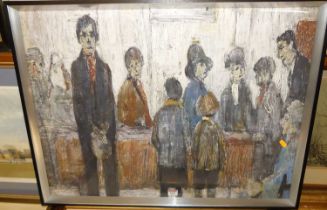 After LS Lowry - A Doctor's Waiting Room, reproduction print, 59x79cm