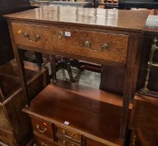 *A circa 1800 provincial oak single drawer side table, width 80cm