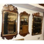 Three various 19th century Chippendale style fret cut wall mirrors, two with floral gilt detail, the