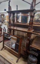 A 19th century mahogany swing toilet mirror, together with an Edwardian walnut three tier stand (2)