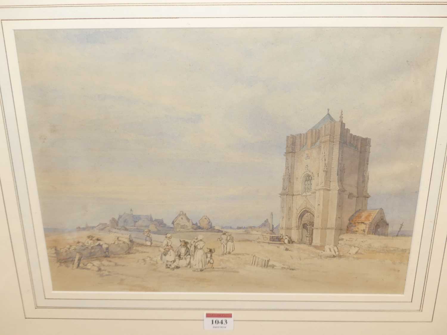 Harry Hine (1845-1941) - landscape with church tower, watercolour, 27x36cm - Image 2 of 3