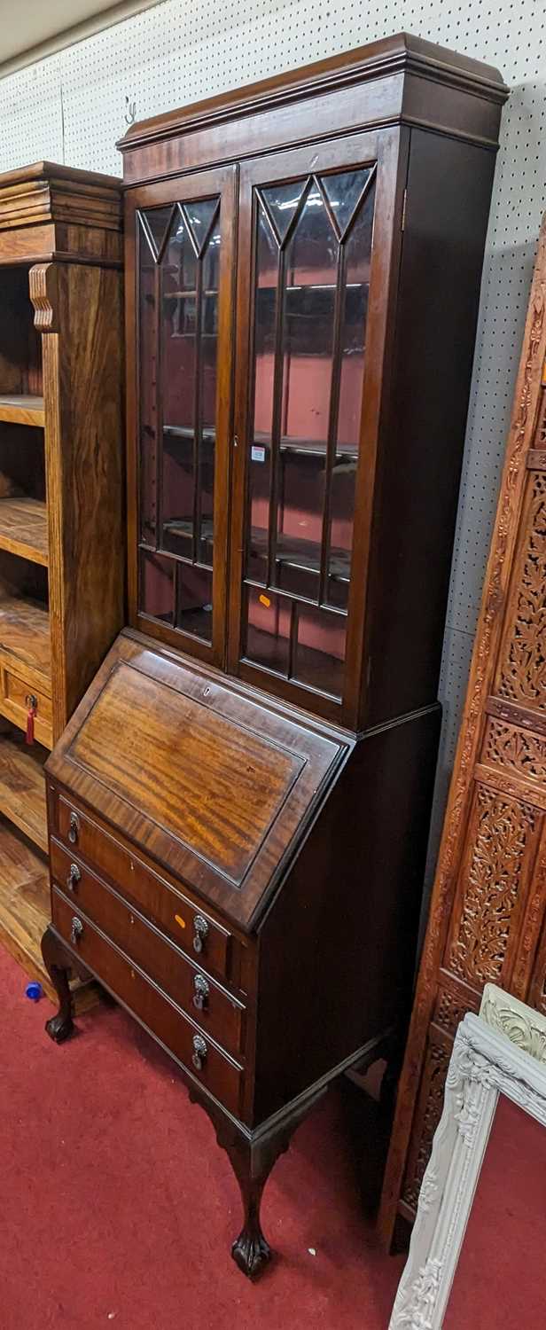 *An early 20th century mahogany bureau bookcase, width 72cm