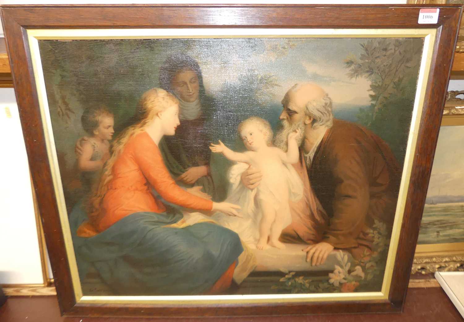 Erich Corrans - the Holy Family with St John The Baptist, oleograph, 52x65cm