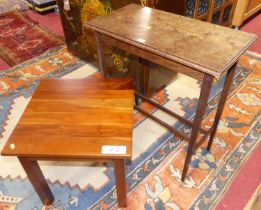 A 1930s oak rectangular side table, w.71cm; together with a contemporary cherry wood square low
