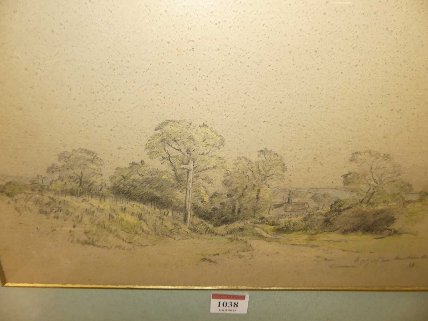 John Duvall (1816-1892) - Landscape scene, pencil and green chalks, indistinctly titled lower - Image 4 of 5