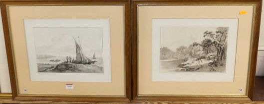 After Thomas Gainsborough - pair of monochrome prints by J Laporte, 24x31.5cm