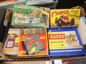 A quantity of board games and others to include Mystery Action Emergency Service, Matchbox Micro