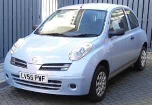 A 2005 Nissan Micra 1.2S, 3 door, registration LV55PWF, in Cool Blue Note: consigned from local