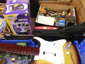 A box of miscellaneous items to include Brainstorm Toys Deep Space, Various loose figures etc