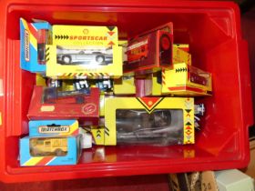 A box containing modern issue diecast to include Matchbox Ford Model A, sportscar collection, Jaguar