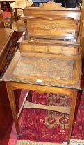 A late Victorian rosewood and satinwood inlaid lady's bureau-de-dame, having a raised