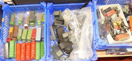 Three boxes containing military kit built related models,Loose modern issue haulage and various