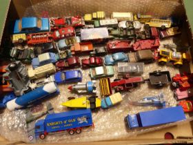 A quantity of loose playworn diecast to include Lesney Models of Yesteryear Rolls Royce, Matchbox