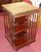 An Edwardian mahogany, satinwood crossbanded and further inlaid, square revolving eight division