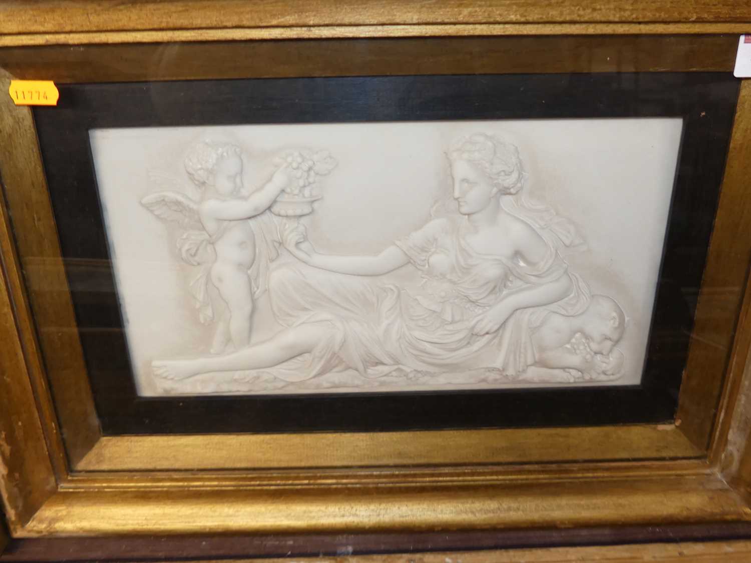 *A framed composition relief plaque depicting an allegorical scene, 18 x 33.5cm - Image 2 of 2