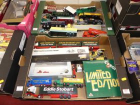 Two trays containing various haulage models to include Eddie Stobart, Oxford Haulage etc