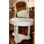 A late Victorian and later painted demi-line morrorback washstand, having shaped undertier, w.90cm