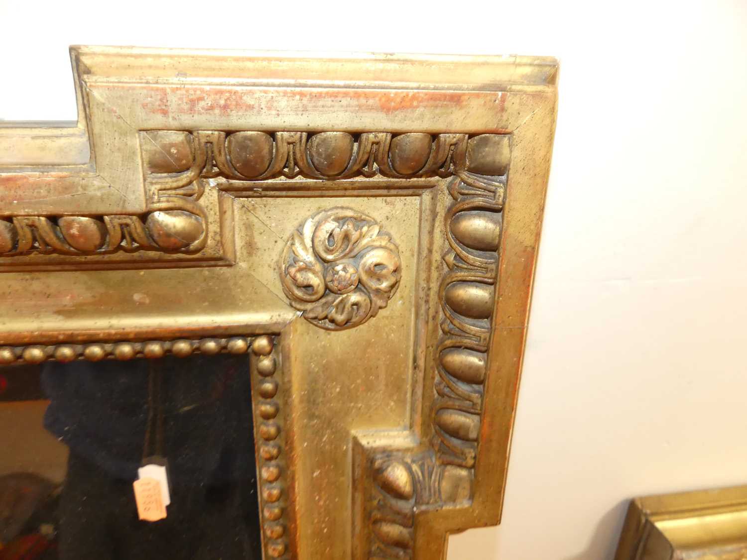 A 19th century French giltwood and gesso overmantel mirror, having proud corners, quiver of - Image 3 of 5