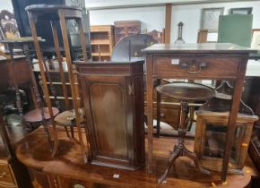 Occasional furniture to include; a small 19th century mahogany single drawer side table, width 46cm,