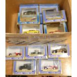A Box containing Modern Issue Classic Vehicles By ERTL to include '61 Ferrari SWB, '40 Woody Station