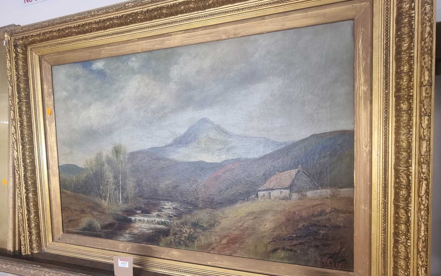 L Y Carr - North Country landscape with mountain and river, oil on canvas, signed lower right, 60