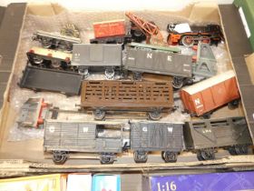 A large quantity of 0 gauge models to include German 0 gauge clockwork train loco and tender,