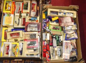 Two trays containing modern issue diecast including Lledo Days Gone, Matchbox Models of