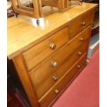 A late Victorian ash square front chest of two short over three long graduated drawers, width 122cm