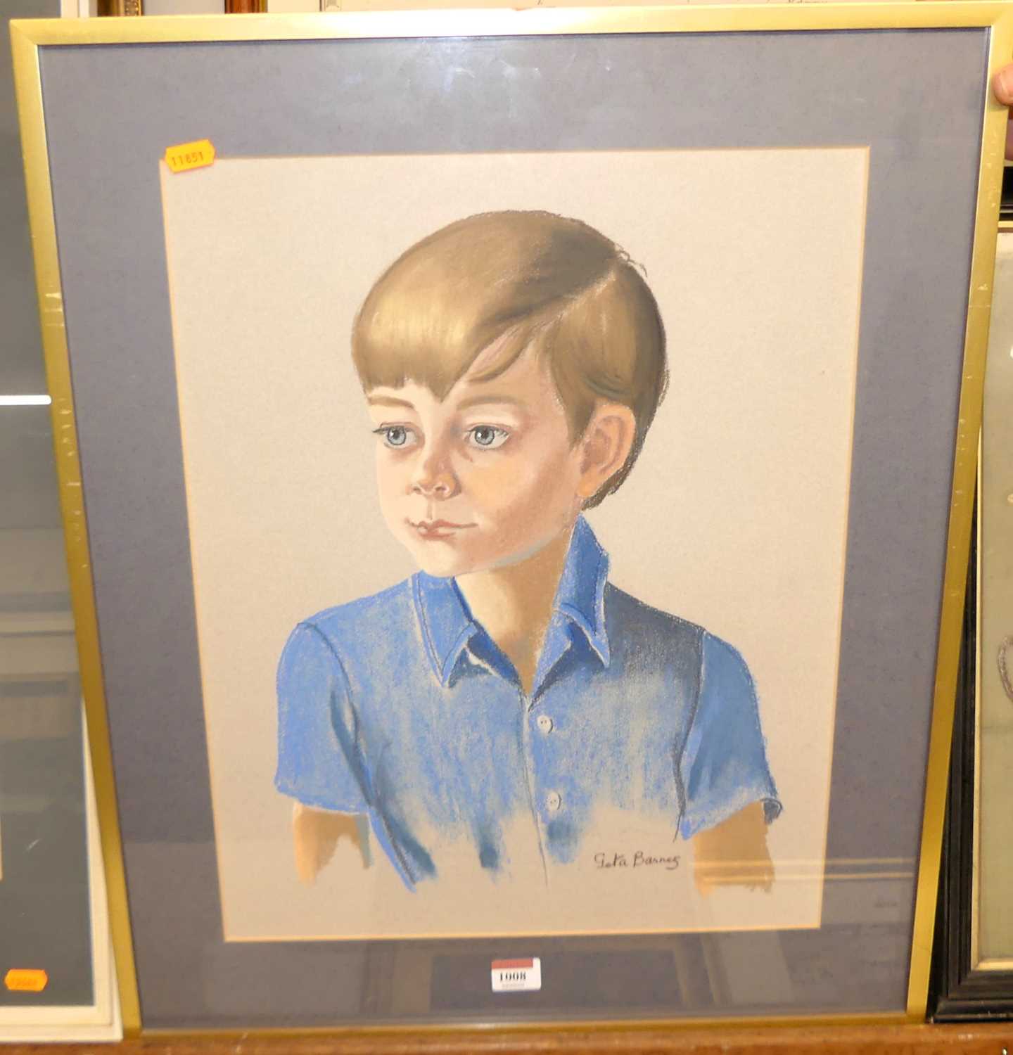Geta Barrez - bust portrait of a young boy, pastel, 47x38cm