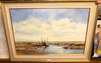 Ronald Crampton - The Quay, Morston, Norfolk, oil on canvas, signed lower right, 50x75cm