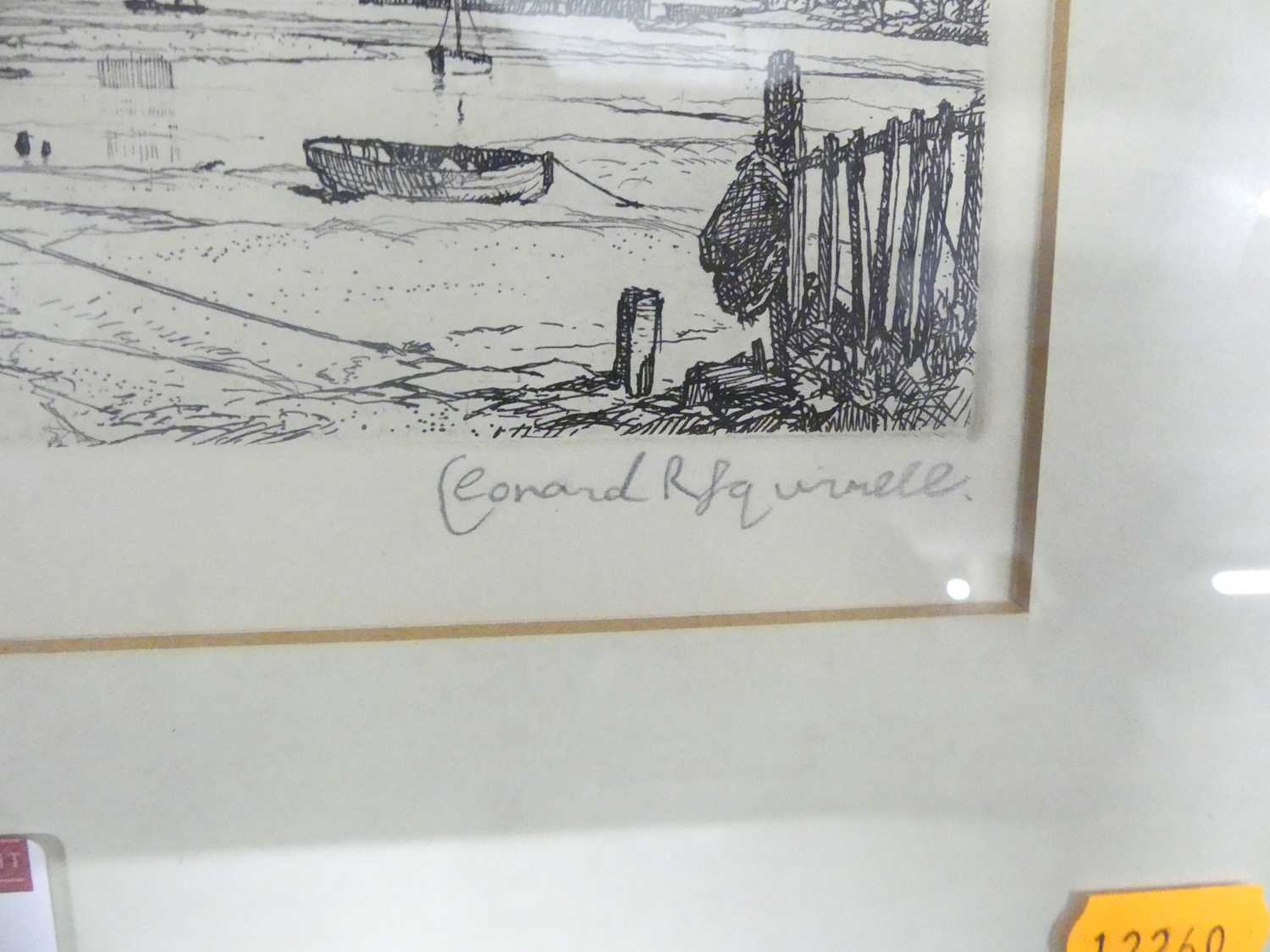 Leonard Russell Squirrel (1893-1979) - Boats on the Orwell at low-tide, etching, signed in pencil to - Image 2 of 2
