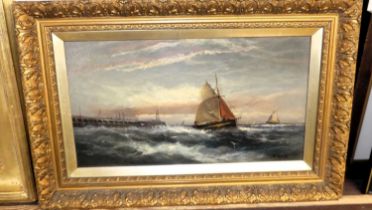 F Hale - Heading for Home, oil on panel, signed lower right, 24x44.5cm