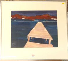 Cynthia Howell - Jetty near Pylos, oil, signed with monogram lower left, and dated '89, 40x50cm
