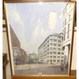 Richard Carman - City Streetscape, watercolour, signed lower left, 69x55cm