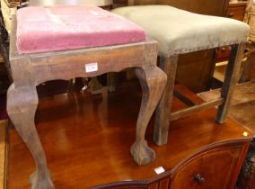 An early 20th century faded walnut dressing stool, together with a 19th century mahogany dressing