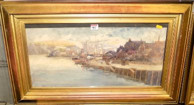 Early 20th century English school - Harbour scene, watercolour, 29x59cm