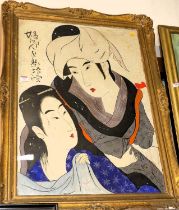 20th century Japanese school - Geishas, gouache, 75x54cm
