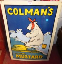 A reproduction enamel advertising sign for Colman's Mustard, 69 x 48cm